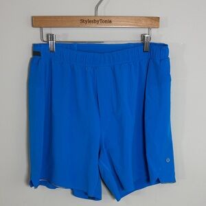 Lululemon Pace Breaker Short Lined Zippered Pocket Blue Mens sz XL